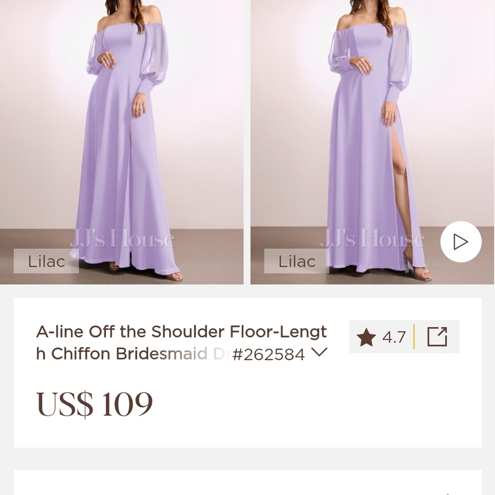 JJs House Lilac Off the Shoulder Chiffon Dress